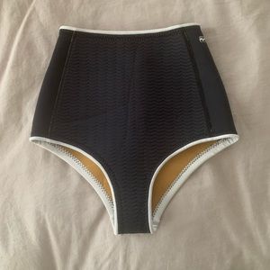 Billabong High-Waist Neoprene Bikini Bottoms in Black with White Trim